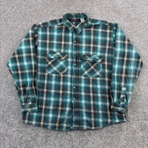 Dakota Flannel Shirt Mens 2XL Tall Blue Tartan Plaid Long Sleeve Five Brothers